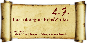 Lozinberger Fehérke névjegykártya
